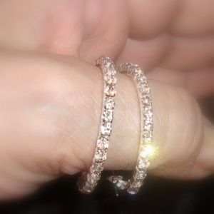 Elegant CZ Silver Plated Hoop Earrings